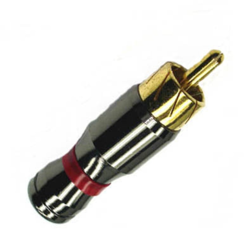 AG1012R – RCA PLUG INLINE SOL METAL RED GOLD