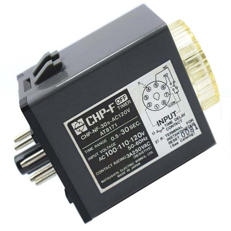CHP-NF-1S-AC120V – TIMER AC 120V OFF-DELAY 0.1-1SEC RND  2P2T 8P 3A/110VAC