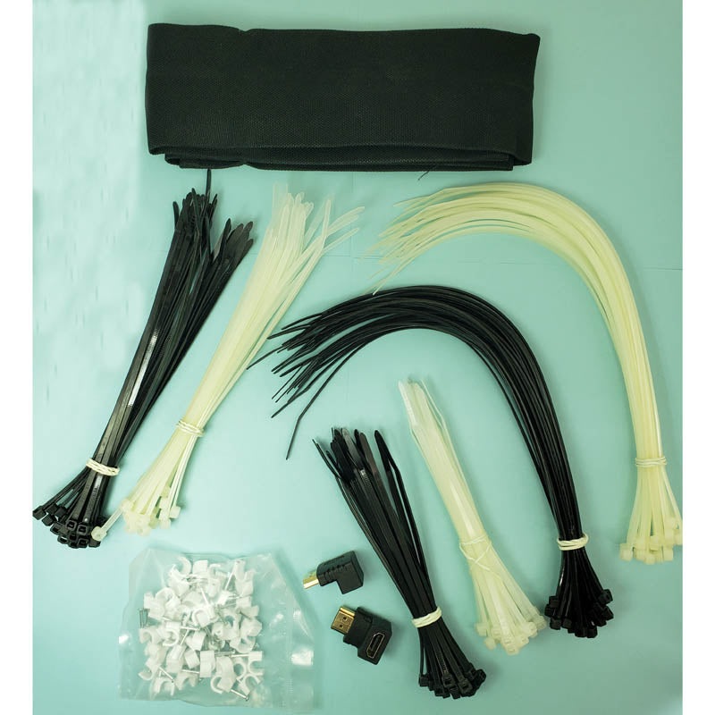 MO1 – CABLE ORGANIZER KIT CABLE TIES CABLE CLAMPS 2 HDMI COUPLER RA