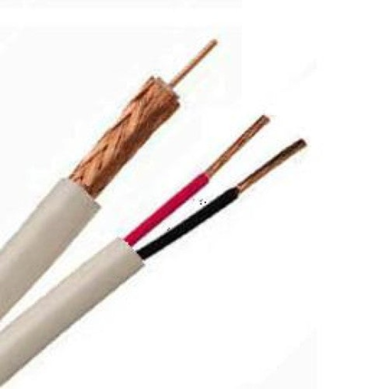 RG59U2C500SW – SIAMESE CABLE RG59 18AWG/2C 500FT WHT WITH 95% COPPER