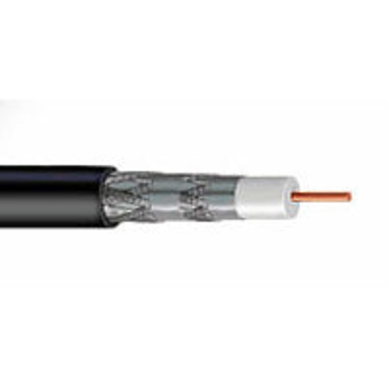 77123 – COAX CABLE RG6U 500FT BLK QUAD SHLD CM