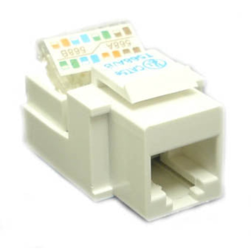 1084 – KEYSTONE JACK CAT5E WHT TOOLLESS
