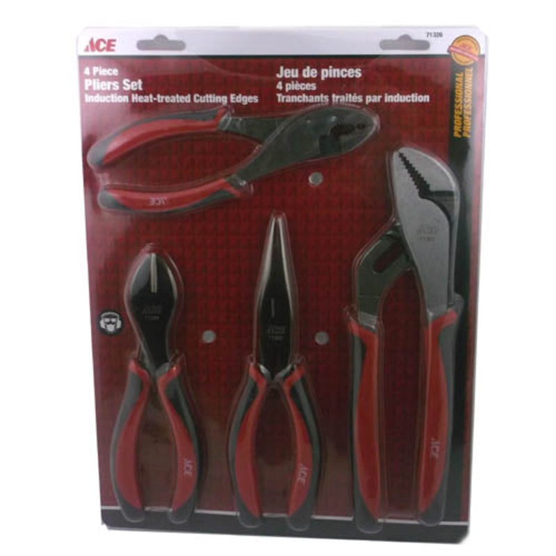 71326 – PLIER SET ASSORTED 4PC/SET SLIPJOINT/NOSE/DIAGONAL/LINESMAN