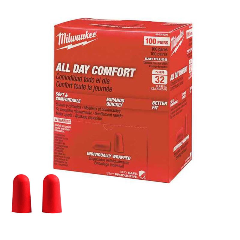 48-73-3006 – EAR PLUGS FOAM RED 32DB NOISE REDUCTION RATING 100PAIRS/BOX (100 pcs/pkg)