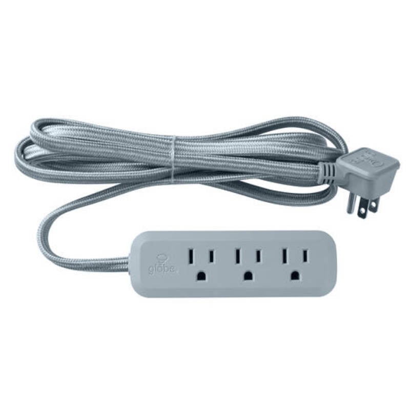 78594 – EXTENSION CORD 3/16 8FT GRY SPT 3 OUTLET 45DEG PLUG 13A 125V