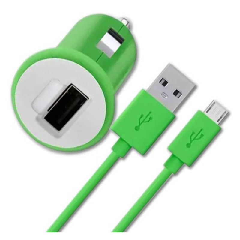 F8M700BT04-GRN – USB CAR CHARGER 5VDC 2.1A WITH USB A TO MICRO B CABLE 4FT GRN