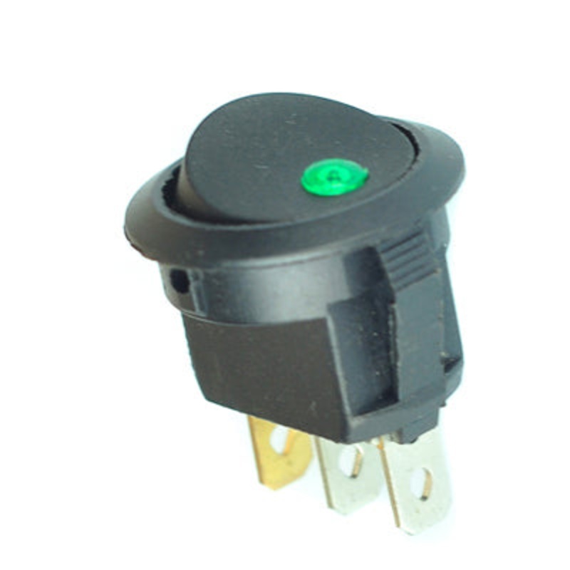 IRS-101-8C D-G – ROCKER SWITCH LIT 1P1T 16A ON- OFF 12VDC QT 20MM HOLE GRN LED