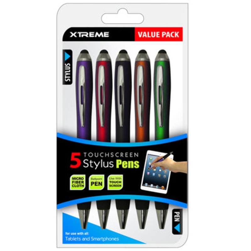 XSY5-0105-A08 – STYLUS PEN FOR TABLETS AND CELLPHONES 5PCS/SET ASSORTED