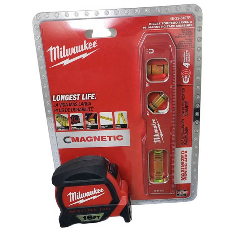 48-22-5107P – LEVEL 3 VIALS 0-45-90 DEG 7IN WITH 16FT MEASURING TAPE.