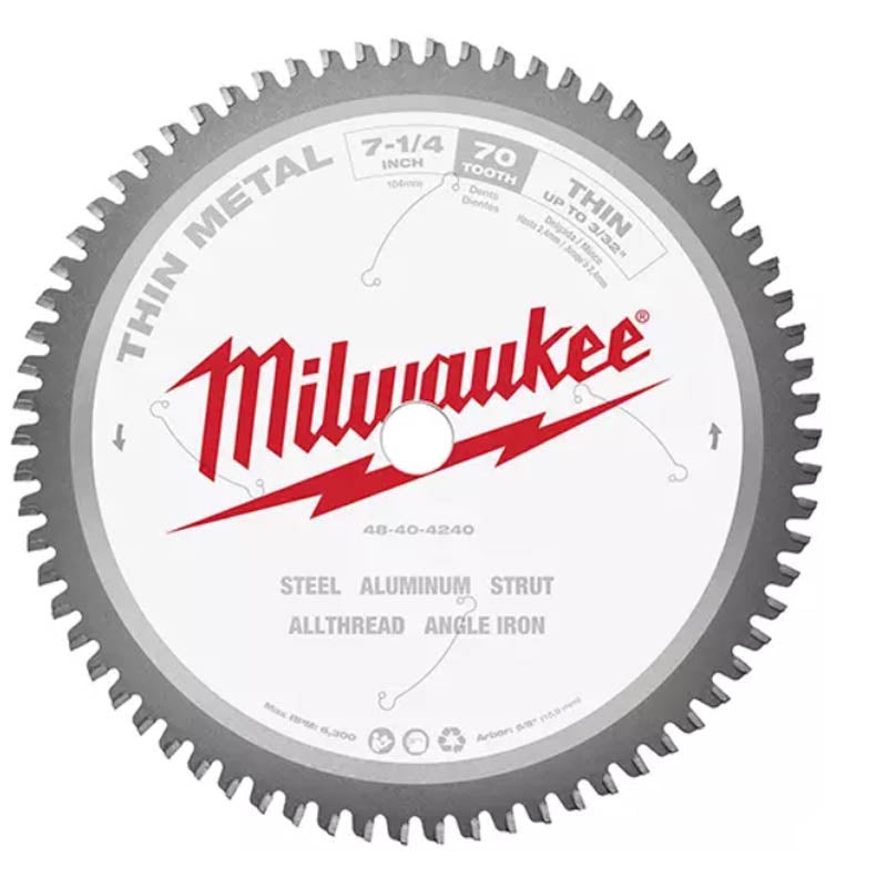 48-40-4240 – SAW BLADE 7.25INX70T 5/8IN ARBOR FOR CUTTING STEEL ALUMINUM