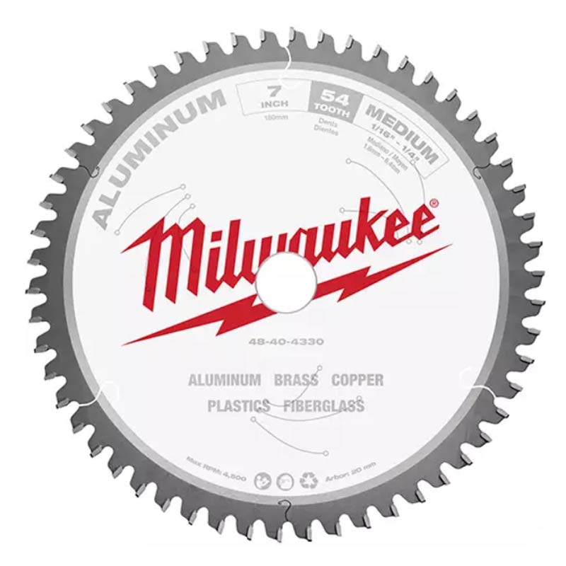 48-40-4330 – SAW BLADE 7INX54T 20MM ARBOR CUTTING ALUMINUM BRASS COPPER