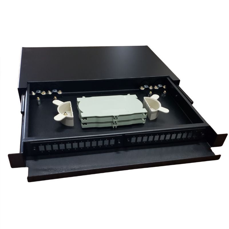 FO-HRM24 – FIBER PANEL 24PORT 19IN RACK MOUNT 1U HOLDS LC-DUPLEX/SC-SIMP