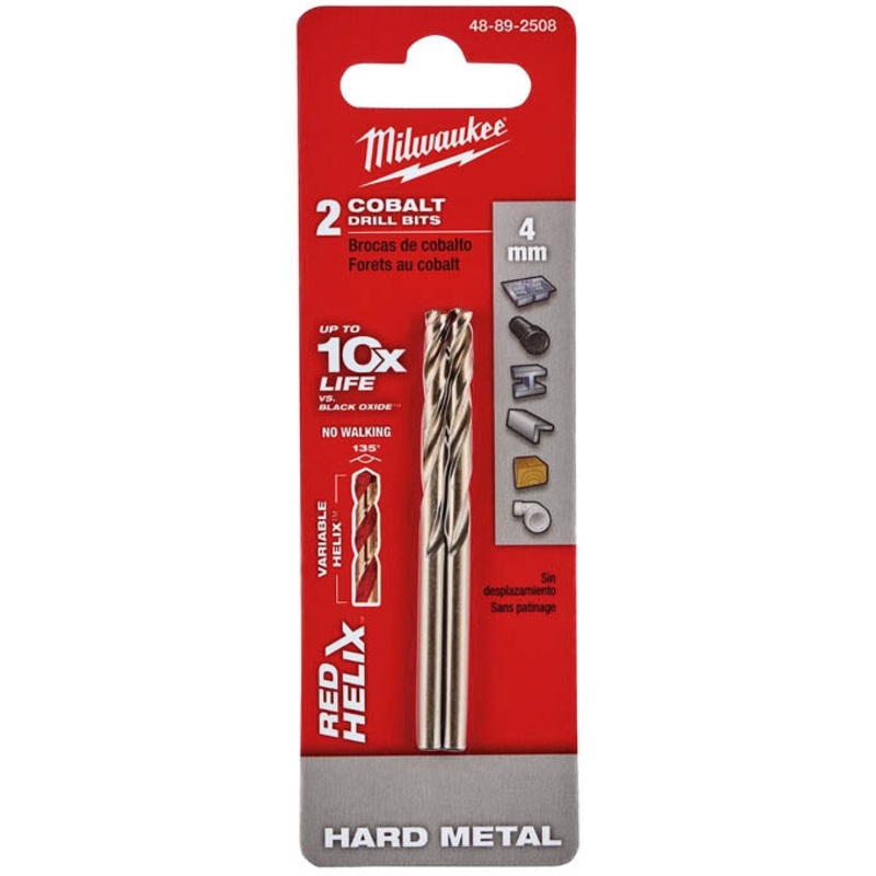 48-89-2508 – DRILL BIT METRIC RED HELIX 4MM COBALT HARD METAL (2 pcs/pkg)