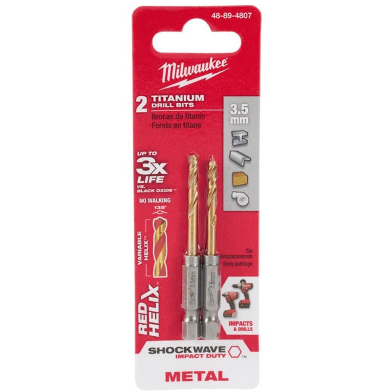 48-89-4807 – DRILL BIT METRIC SHOCKWAVE RED HELIX 3.5MM TITANIUM (2 pcs/pkg)