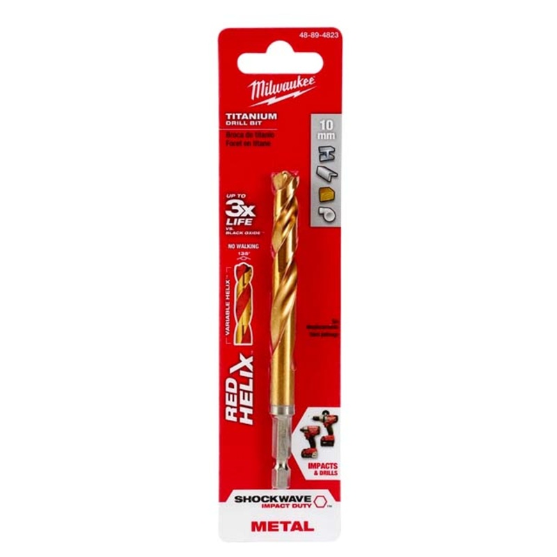 48-89-4823 – DRILL BIT METRIC 10MM SHOCKWAVE RED HELIX TITANIUM FOR METAL