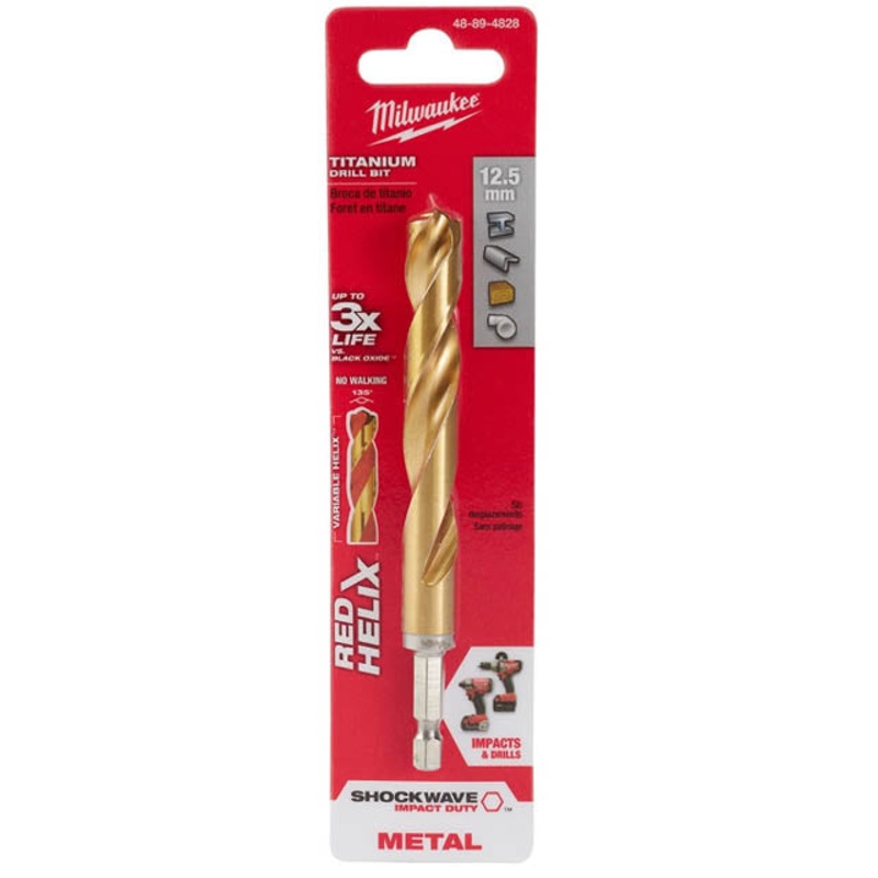 48-89-4828 – DRILL BIT METRIC 12.5MM SHOCKWAV RED HELIX TITANIUM FOR METAL