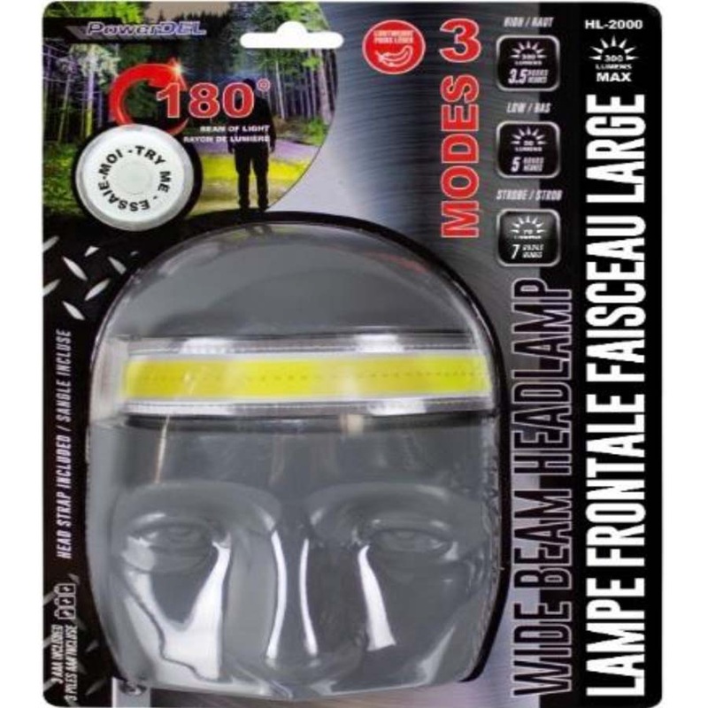 HL-2000 – HEADLAMP LED WIDE BEAM 300LUMEN 180 DEGREE 3AAA BATTERY INCLUDED