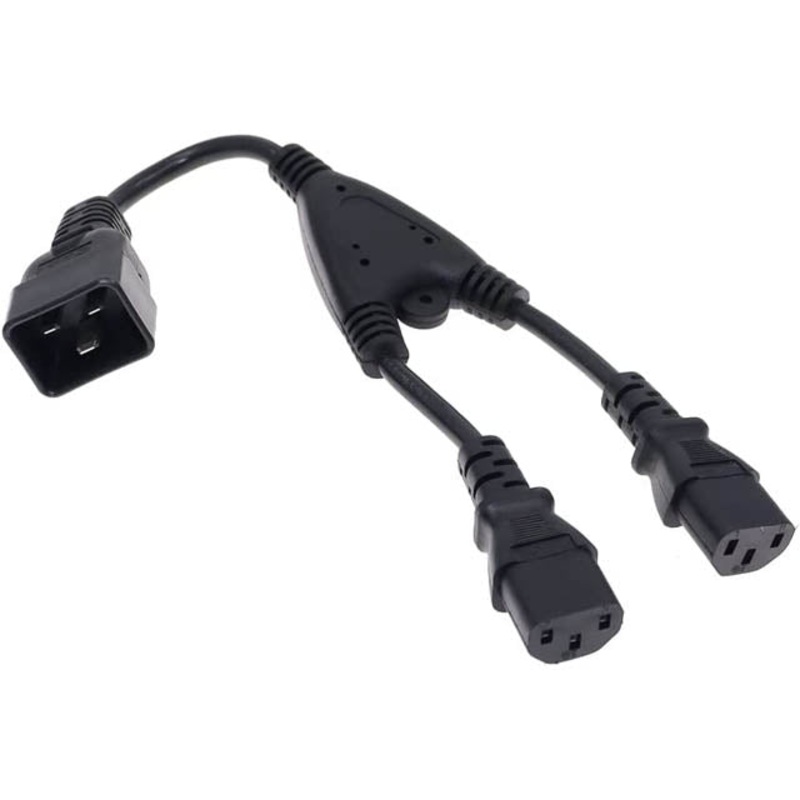 PYKW-3371 – JUMPER CORD C20/12AWG TO 2XC13 14AWG 6FT RND BLK SJT 15A/250V