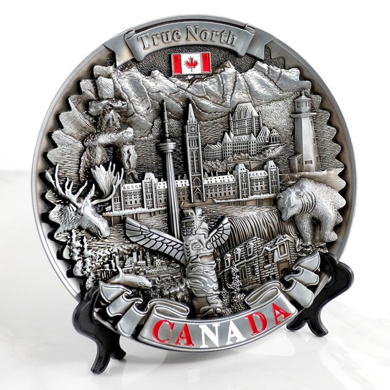 01-0120 – CANADA SOUVENIR LANDMARK PLATE 8IN PEWRET