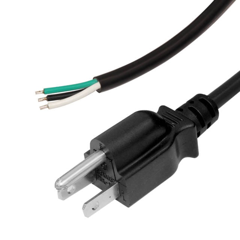 272025-001 – LINE CORD 3/14 8FT RND BLACK OPEN END SJTOOW PLUG 5-15P