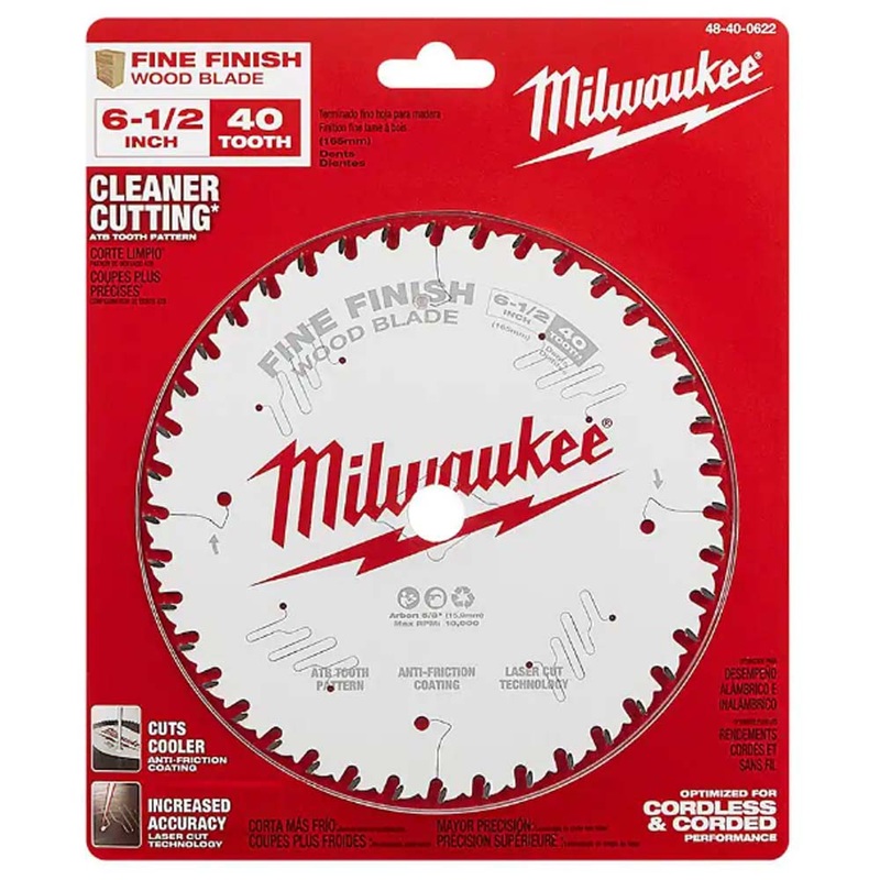 48-40-0622 – SAW BLADE 6.5IN 40T FINE FINISH WOOD CUTTING CIRCULAR BLADE
