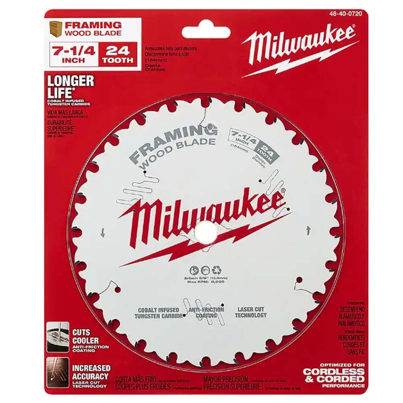 48-40-0720 – SAW BLADE 7-1/4IN 24T FRAMING WOOD CUTTING CIRCULAR BLADE