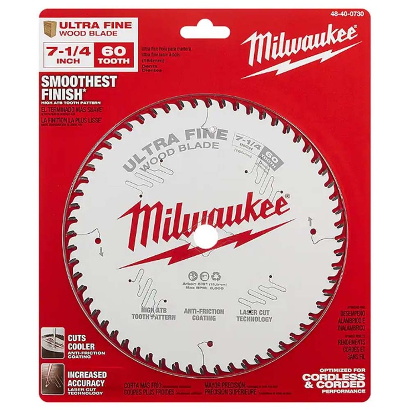 48-40-0730 – SAW BLADE 7-1/4IN 60T ULTRA FINE WOOD CUTTING CIRCULAR BLADE