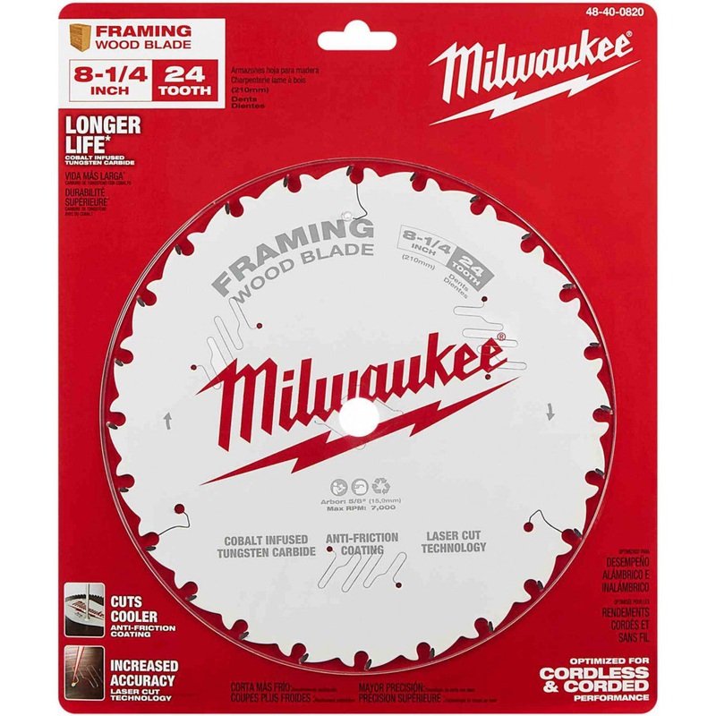 48-40-0820 – SAW BLADE 8-1/4IN 24T FRAMING WOOD CUTTING CIRCULAR BLADE