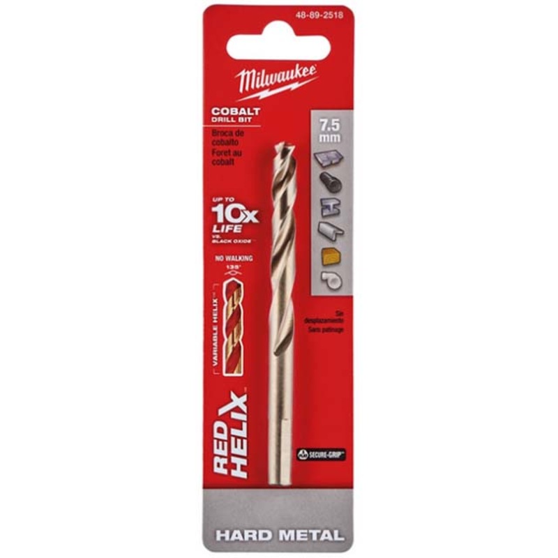 48-89-2518 – DRILL BIT METRIC 7.5MM RED HELIX COBALT FOR HARD METAL