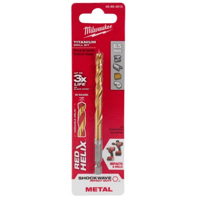 48-89-4815 – DRILL BIT METRIC 6.5MM SHOCKWAVE TITANIUM RED HELIX FOR METAL