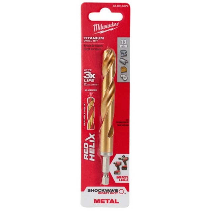 48-89-4829 – DRILL BIT METRIC 13MM SHOCKWAVE RED HELIX TITANIUM FOR METAL