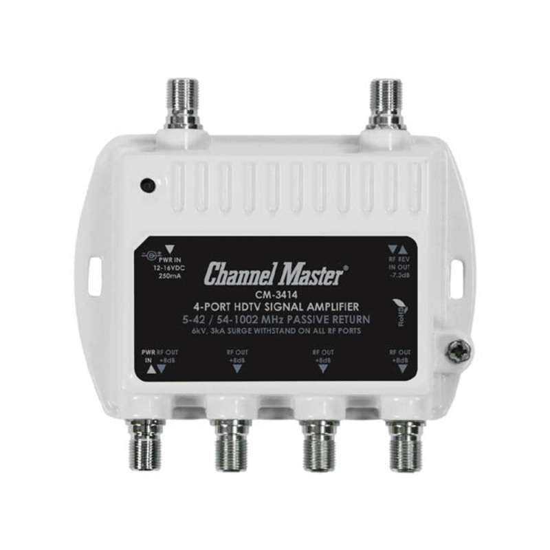 CM-3414 – TV AMPLIFIER/SPLITTER 4WAY 8DB 50-1002 MHZ