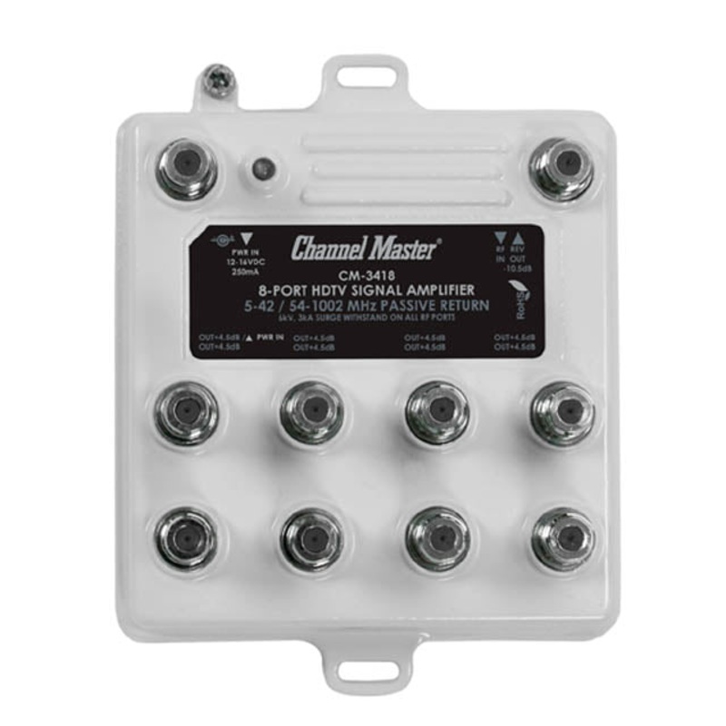 CM-3418 – TV AMPLIFIER/SPLITTER 8WAY 4DB 50-1002 MHZ