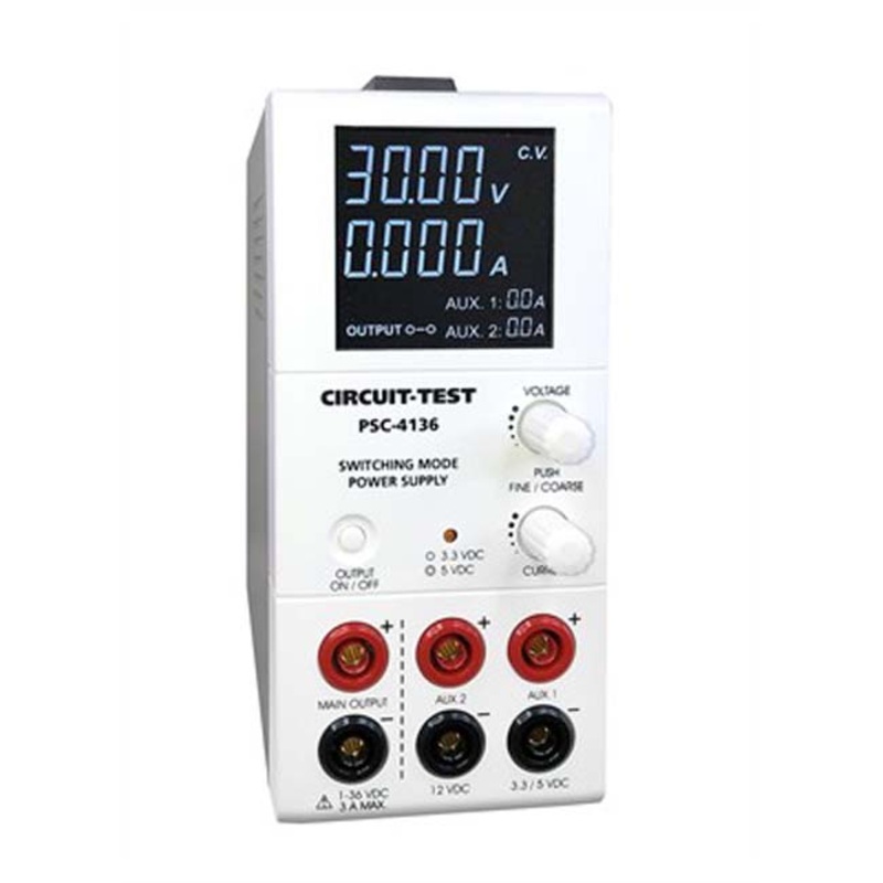PSC-4136 – PSU SW 1-36VDC@0.25-3A BENCHTOP 3.3/5V@1.8A 12V@0.8A DIGITAL