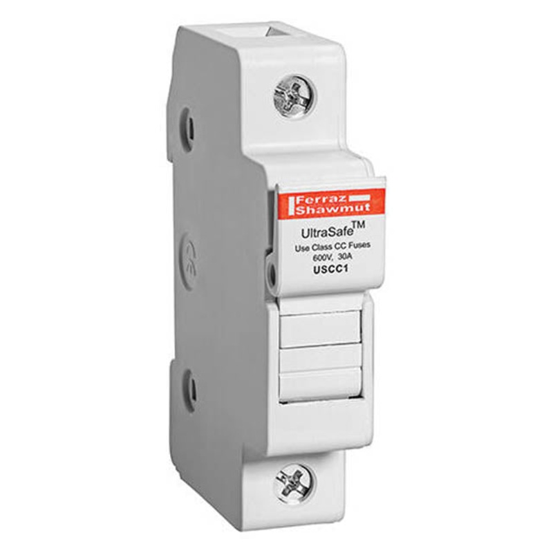USCC1 – FUSE HOLDER 30A 600VDC/600VAC DIN RAIL CLASS CC PRESSURE PLATE