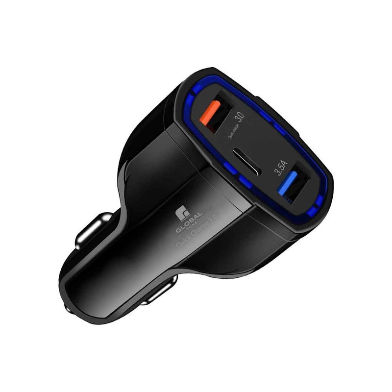 03767 – USB CAR CHARGER DUAL USB +TYPE C INPUT 12-24V OUTPUT 5.5A 30W