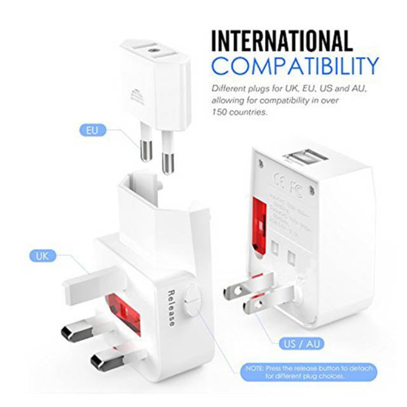 ADA-ACPLUG-INTERNATIONAL-2USB – TRAVEL ADAPTER PLUG 3PCS/SET WITH 2USB PORTS