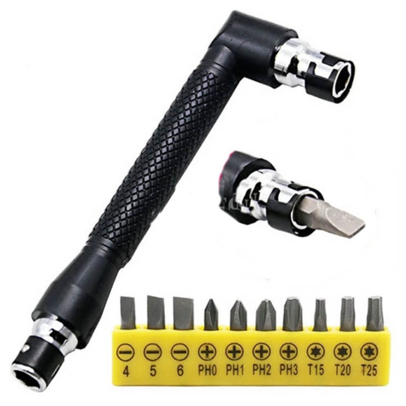 L-SHAPE WITH 10HEAD – SCREWDRIVER TWIN WRENCH 11PC/SET 3XSLOT 4XPHILIPS 3XSTAR BITS