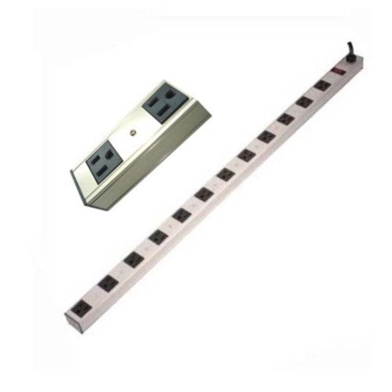 02208 – POWER BAR 12 O/LET 3FT CORD 35IN STRIP METAL