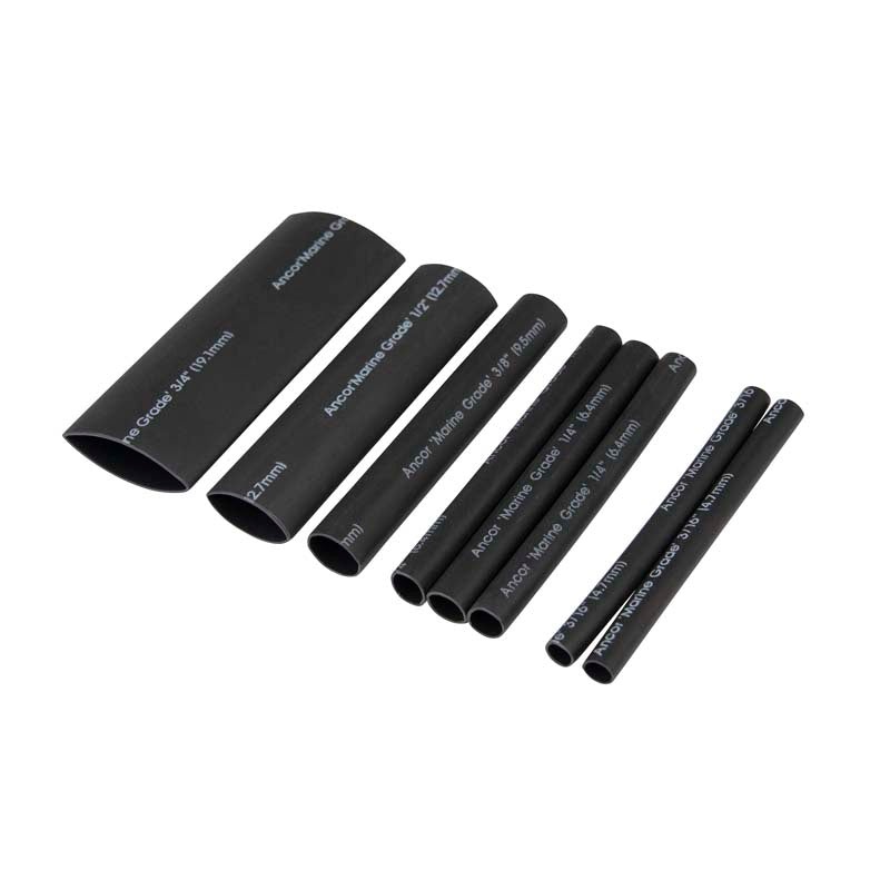 301503 – TUBING HST KIT DW 3/16 1/4 3/8 1/2 3/4 3IN LONG 8PC/SET BLACK