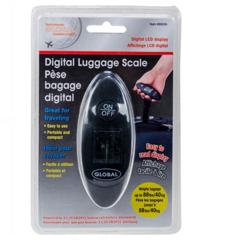 89539 – LUGGAGE SCALE DIGITAL WEIGHS UPTO 40KG 1 CR2032 INCLUDED