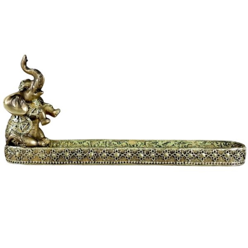 16-877 – ELEPHANT GOLDEN INCENSE STICK HOLDER 10X2X4IN