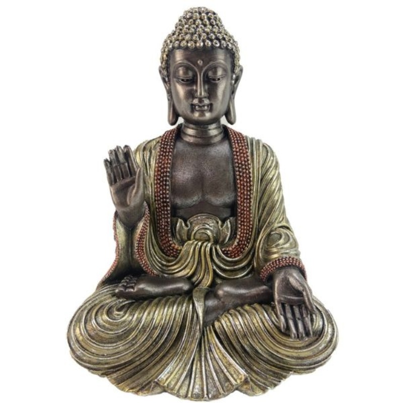 22-1014 – BUDDHA RIGHT HAND UP STATUE IN SITTING POSITION 7X6X10IN