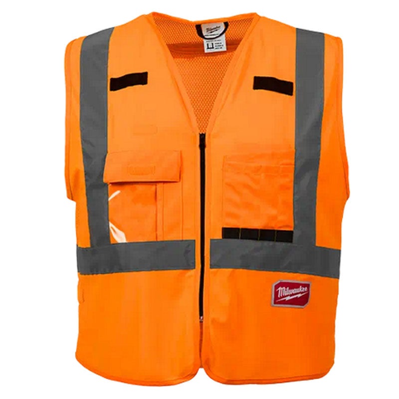 48-73-5031 – SAFETY VEST REFLECTIVE ORANGE S/M WITH 10 POCKETS