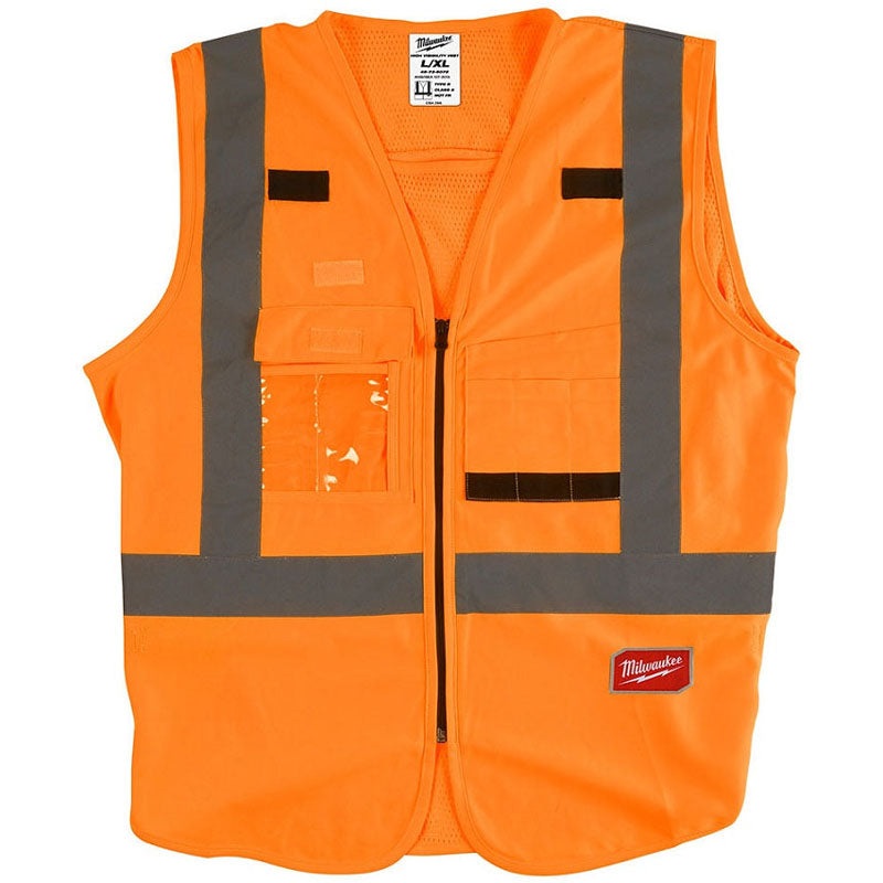 48-73-5072 – SAFETY VEST REFLECTIVE ORANGE L/XL WITH 10 POCKETS
