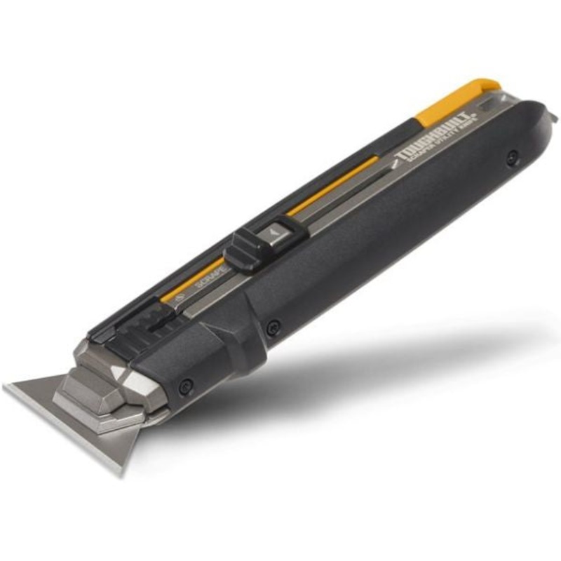 TB-H4S5-01 – KNIFE UTILITY / SCRAPER  2 IN 1 WITH 5 BLADES NON SLIP GRIP