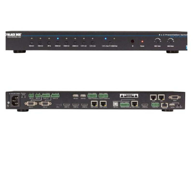 AVSC-0802H – PRESENTATION SWITCHER 4K HDMI DP VGA CATX 8X2 3840X2160