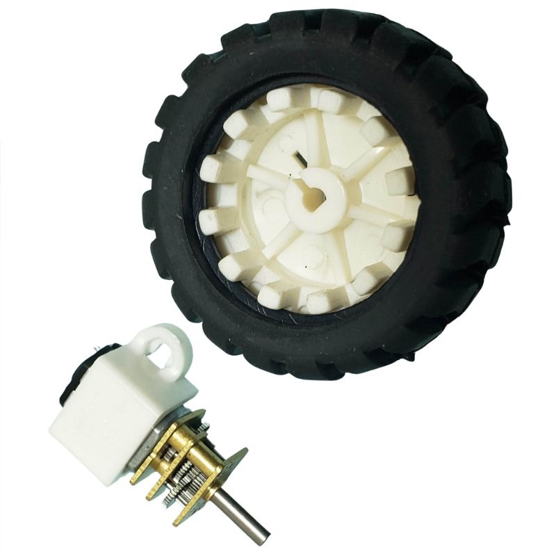 ROBOT-011394 – GEAR MOTOR WHEEL SET WITH 1.7IN WHEEL 6V 44MA 890RPM