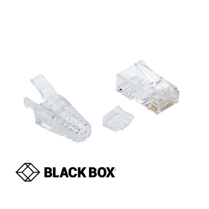 FMTP6A-CL-100PK – MODULAR PLUG 8P8C SOL CAT6A RND WITH SNAGLESS BOOT AND GUIDE (100 pcs/pkg)