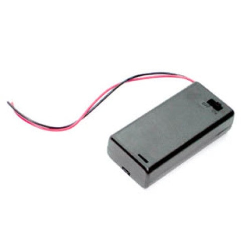 BFH-2702C – BATTERY HOLDER AAX2 WITH SWITCH WIRES/COVER PLAST BLK NO SCREW